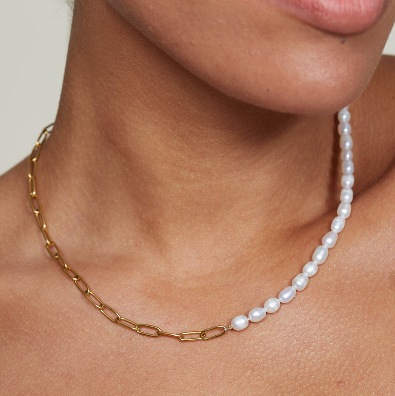 Set & Stones Catalina Freshwater Pearl Paper Clip Necklace | Nordstrom